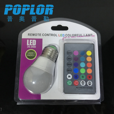 3W / Blister packaging /RGBW colorful LED bulb  / intelligent lamp /  remote control bulb / PC cover aluminum