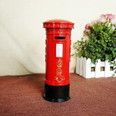 Metal Crafts Decoration European Style Retro England Mailbox Piggy Bank