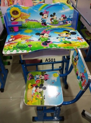 Cartoon desk and chair learning desk and chair writing table and chair height can be adjusted