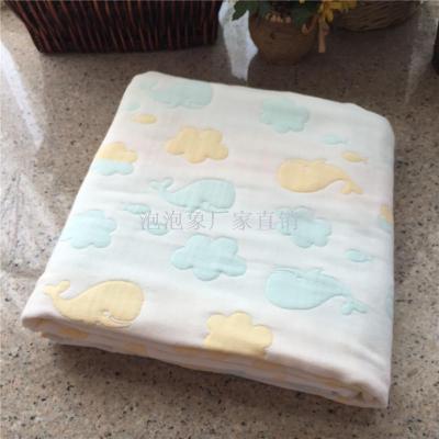 Baby's four-layer mask bath towel pure cotton blanket spring and summer cotton wrap covers cute whale 100*90