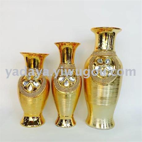 Ceramic Vase Decoration Flower Device Rhinestone Brushed Vase 