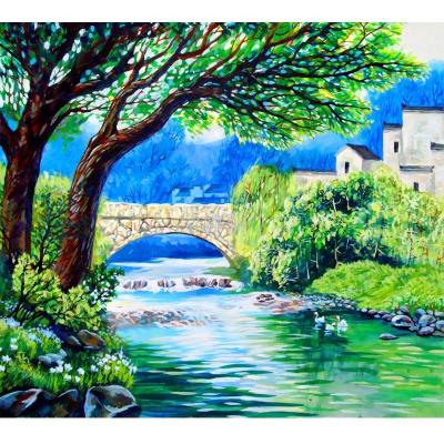 Digital oil painting landscape floral cartoon characters painted hand painted European decorative painting