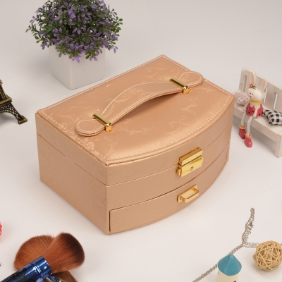 Guanyu high-end PU portable jewelry storage box portable with a mirror jewelry box factory direct to OEM