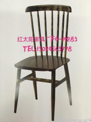 Red sun furniture European and American iron brush gold paint to do the old chair features hotel chair metal chair