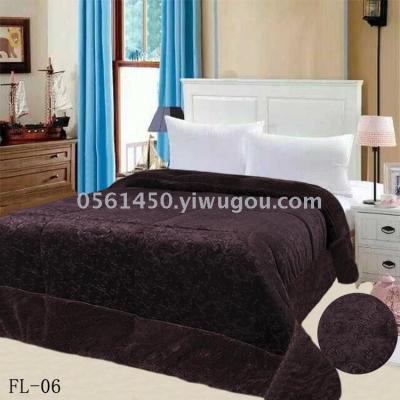Foreign trade manufacturers customized flannel embossed two-sided lamb european-style plain quilt sets of three or four pieces
