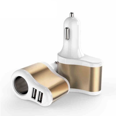 2.1A dual usb triple car charger multi-function cigarette lighter universal.