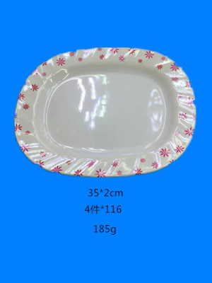 Melamine oval applique plate in stock
