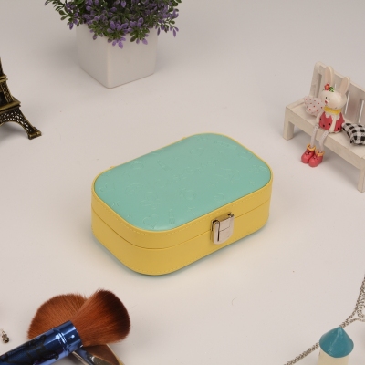 Guanyu candy color mini jewelry box hit color portable with a mirror jewelry storage box factory direct