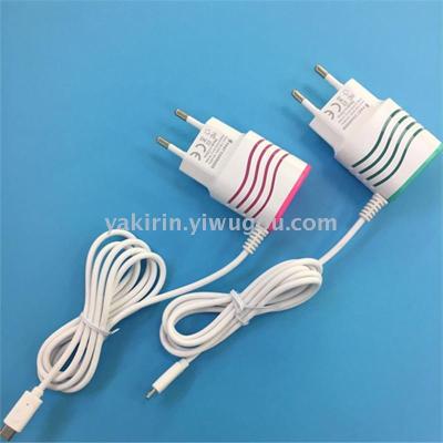 Twill data cable one charger 5v1a European standard universal mobile phone charging line charge