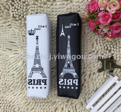 boys and girls creative tower small pen students fashion black and white stationery bag factory direct