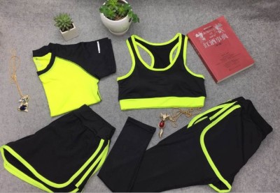 Yoga clothes four sets of women was thin and light dry running short sleeve fake two pants sports suit