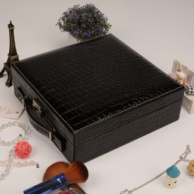 Guanyu black portable jewelry storage box high - grade crocodile pattern jewelry box custom jewelry box cosmetic case