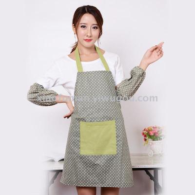 Cotton and linen, splicing dots apron can print logo customized advertising.