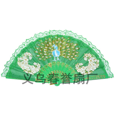 Handicraft fan travel fan custom - made fan color pole peacock lace gold powder fan manufacturers direct fans