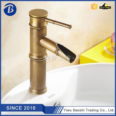 copper antique European faucet single hole hot and cold water faucet bamboo faucet 