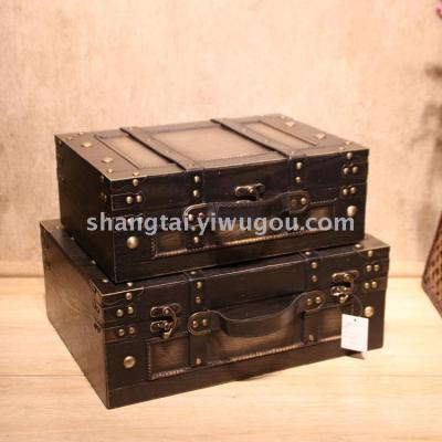 New Retro Wooden Treasure Chest Set Props Display Clothing Window Storage GWS-518