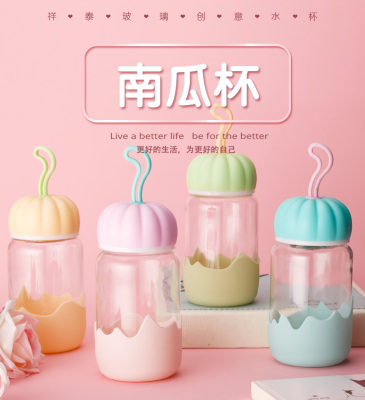 Korean creative fresh glass pumpkin cups portable mini children cute cartoon hand cups
