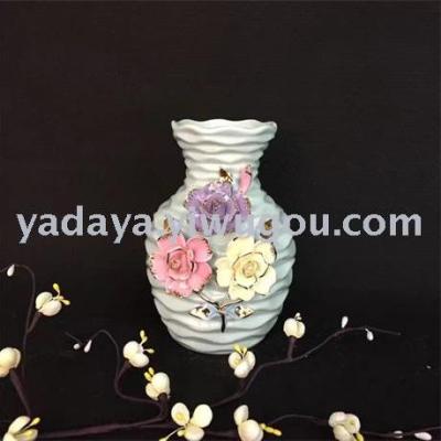 Modern craft send flower vase home decoration hand placed small pieces of rock mouth