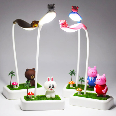 Creative Bedroom Bedside Lamp Cartoon Rechargeable Children's Cute LED Light Reading Folding Micro Landscape Night Light