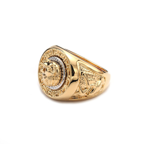 european and american style lion head ring alloy electroplated ring fashion personalized jewelry big ring wholesale