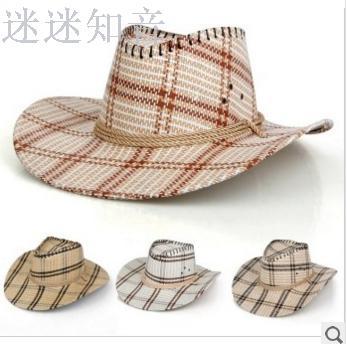 Western cowboy hat plaid hat male and female hat production cowboy hat travel big hat