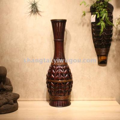Chinese Retro Southeast Asian Style Handmade Bamboo Woven Vase Flower Flower Container A- 352