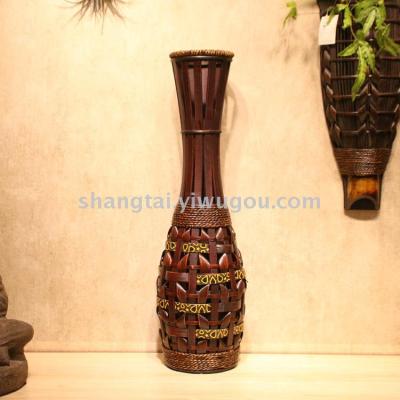 Chinese Retro Southeast Asian Style Handmade Bamboo Woven Vase Flower Flower Container A- 340