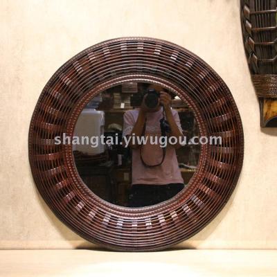 Hot Selling Retro Southeast Asian Style Handmade Bamboo Wooden Woven Glasses Frame Hanging Mirror A- 361