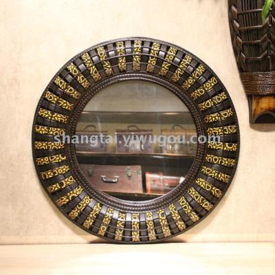 Hot Selling Retro Southeast Asian Style Handmade Bamboo Wooden Woven Glasses Frame Hanging Mirror A- 364