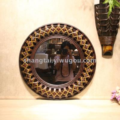 Hot Selling Retro Southeast Asian Style Handmade Bamboo Wooden Woven Glasses Frame Hanging Mirror A- 362