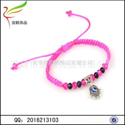 Fatima palm crystal braided bracelet