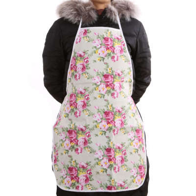 Adult print fashion sleeveless apron with back dressing kitchen cooking clothes with microwave oven gloves