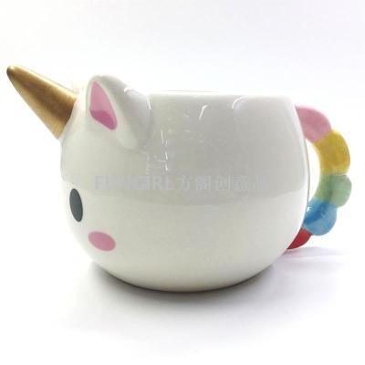 Unicorn mugs creative Europe hot style rainbow horse ceramic cup coffee cup