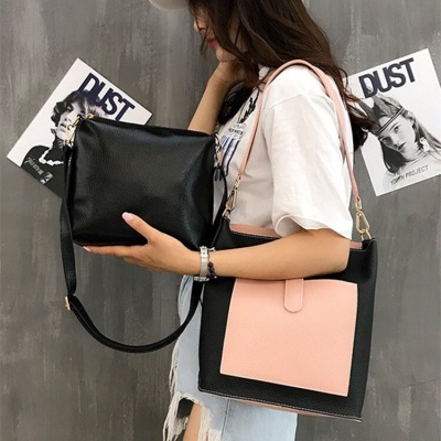 Foreign trade 2017 new Korean version of two sets of women's water drum master bag single shoulder inclined span mobile phone bag