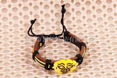 Exotic cow bones hand-woven cowhide bracelet