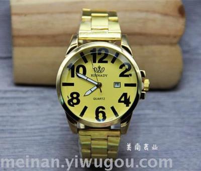 2017 new gold suit strap calendar crystal face male watch