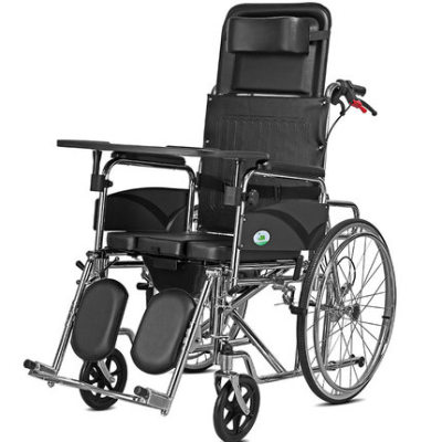 Multi-functional elderly wheelchair trolley with a high back and lying on the whole half-aged light can be folded potty