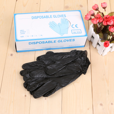 Food grade disposable PVC labor protection transparent PVC black gloves