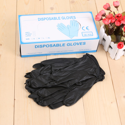 Disposable latex gloves nitrile butyronitrile rubber latex test protective PVC black gloves.
