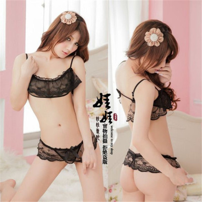 Girl style sexy lace three-point delivery perspective set crotch sexy underwear manufacturers direct