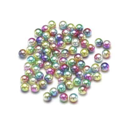 Yellow Rainbow and Olive Rainbow No Hole  Round Pearls Imitation Pearls Craft Art Diy Beads Nail Art Decoration