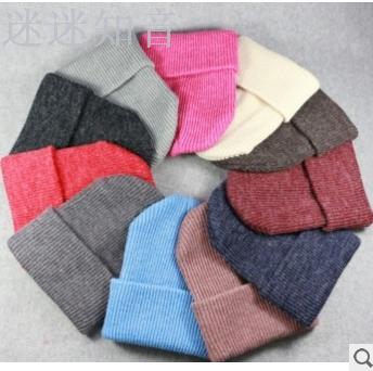 New Korean version of the rabbit wool solid color men and women wild warm wool hat knitted hat cap cold cap