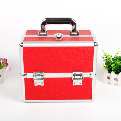 Multi - function double - open aluminum alloy cosmetic toolbox make - up storage box