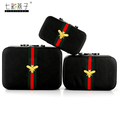 Korean version of high quality waterproof pu cosmetic case exquisite logo embroidery makeup blank box