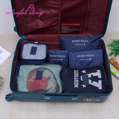 Travel 6 - piece packing bag containing solid polyester