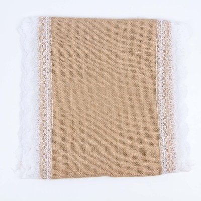 Linen table flag wedding venue decoration wedding supplies lace lace jute table flag