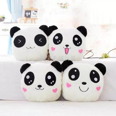 Can be luminous LED cute panda pillow hand warm black and white Meng Meng Panda head pillow plush toys