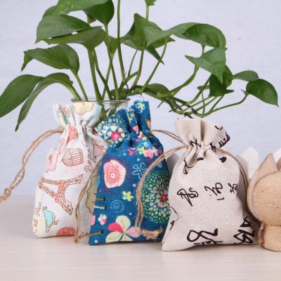 Bunny linen bag shopping environmental protection drawstring gift cotton bag wholesale spot cotton linen bag