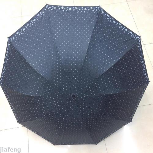 Hot Hot Push Three Fold 10K Vinyl Small Floral Sun Protection Sun Shade Umbrella plus-Sized Umbrella Surface Factory Direct Sales