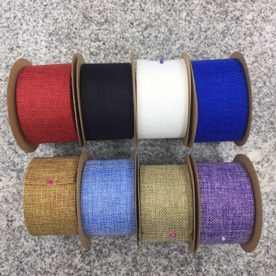 Bridal hand holding flowers decoration Christmas wedding decoration ribbons 8 - color linen roll imitation linen webbing